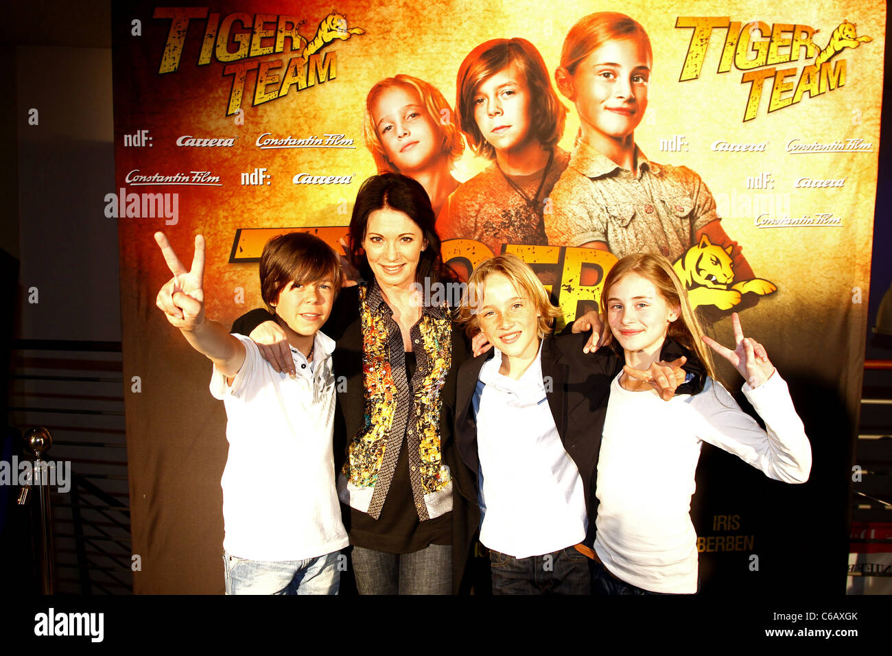Bruno Schubert, Iris Berben, Justus Kammerer, Helena Siegmund-Schultze promoting their new movie 'Tiger Team' at CineWorld Stock Photo