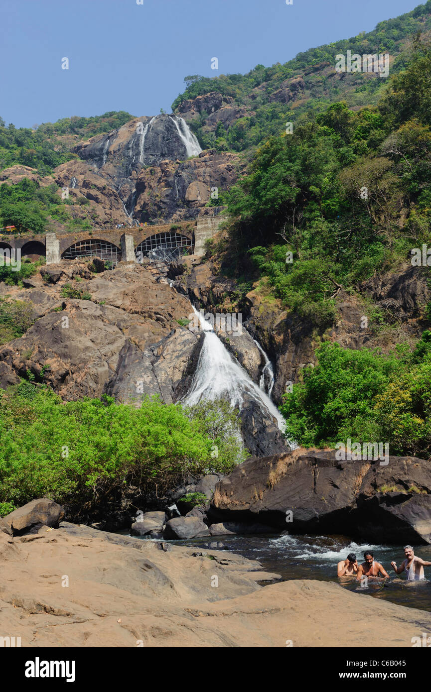 Dudhsagar waterfalls Bhagwan Mahaveer Sanctuary Goa India Stock Photo