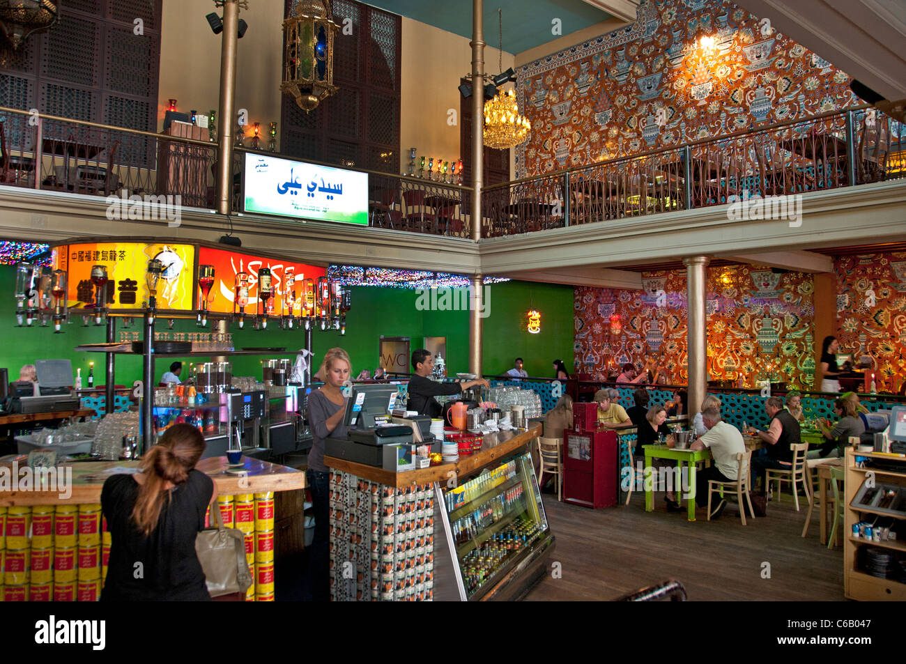 This former church now an Arabic kitsch bar pub café North Africa  African Amsterdam Albert Cuypstraat Cuyp Market Netherlands Stock Photo