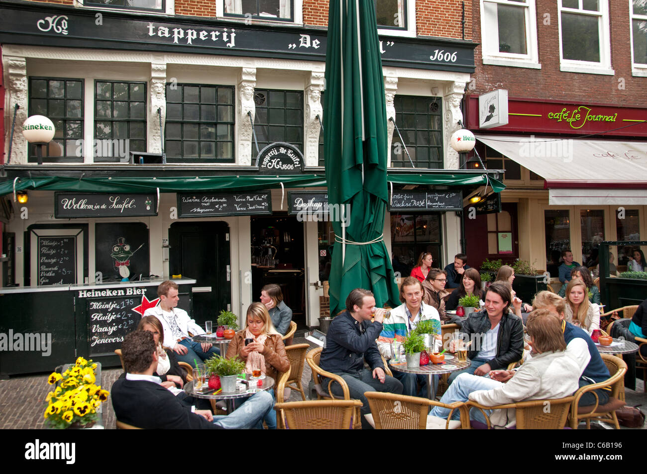Utrecht Netherlands pavement bar restaurant pub Stock Photo