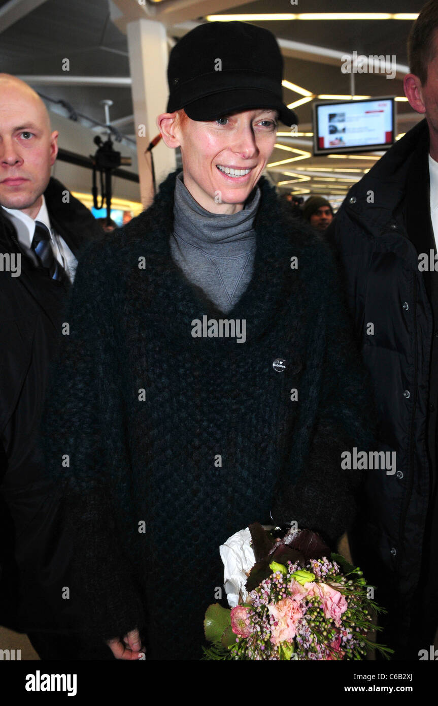 Tilda Swinton arriving at Tegel Airport for the 60th Berlin