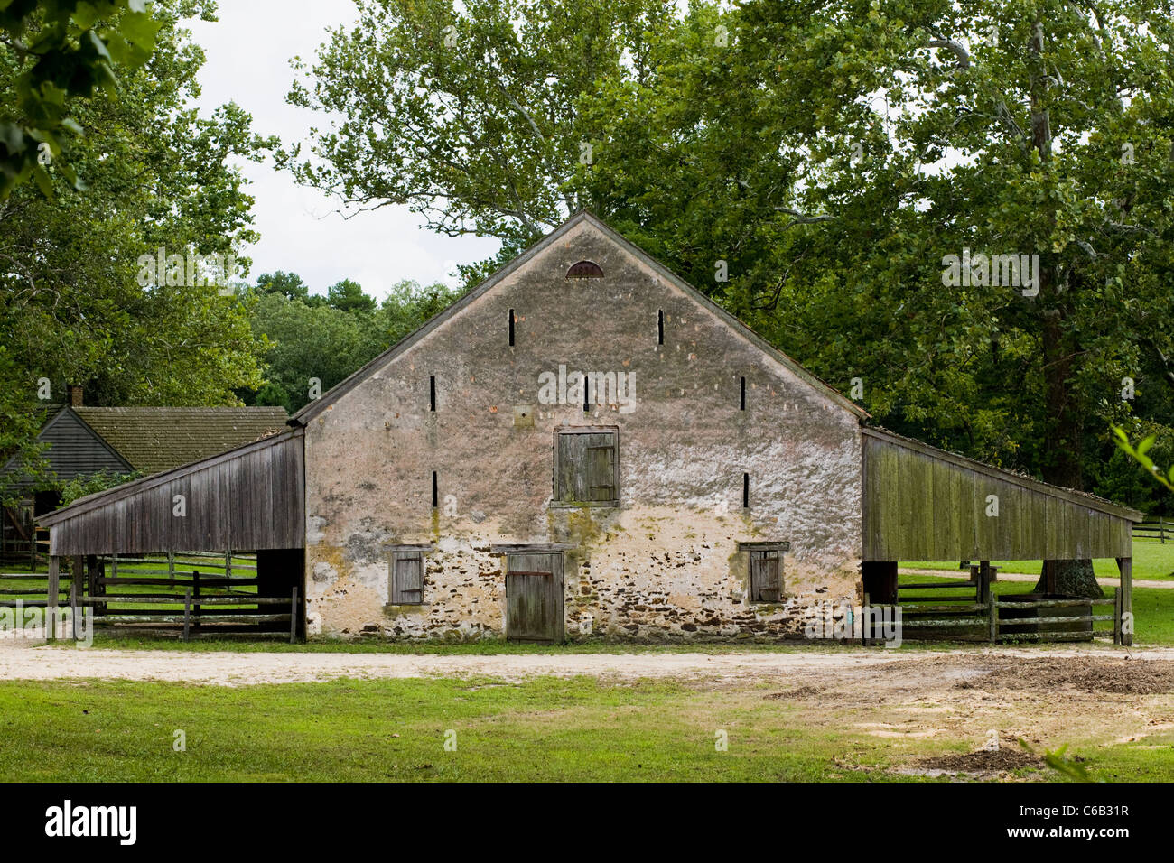 Stone horse barn, Batsto Village, New Jersey State Historic Site, Pine Barrens Stock Photo