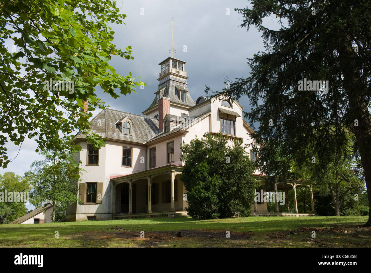 Italianate mansion, Batsto Village, New Jersey State Historic Site, Pine Barrens Stock Photo