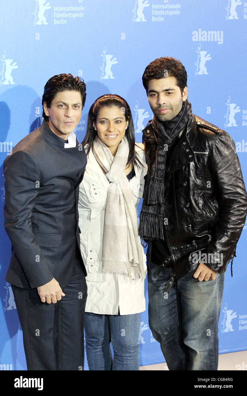 Shah Rukh Khan, Kajol Devgan, Karan Johar at 60th Berlin International Film Festival (Berlinale) - 'My Name is Khan' photocall Stock Photo