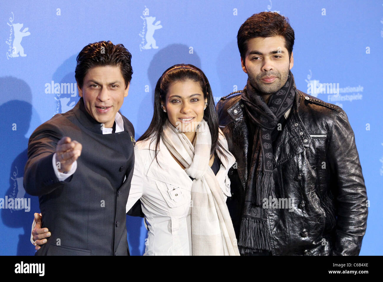 Shah Rukh Khan, Kajol Devgan, Karan Johar at 60th Berlin International Film Festival (Berlinale) - 'My Name is Khan' photocall Stock Photo