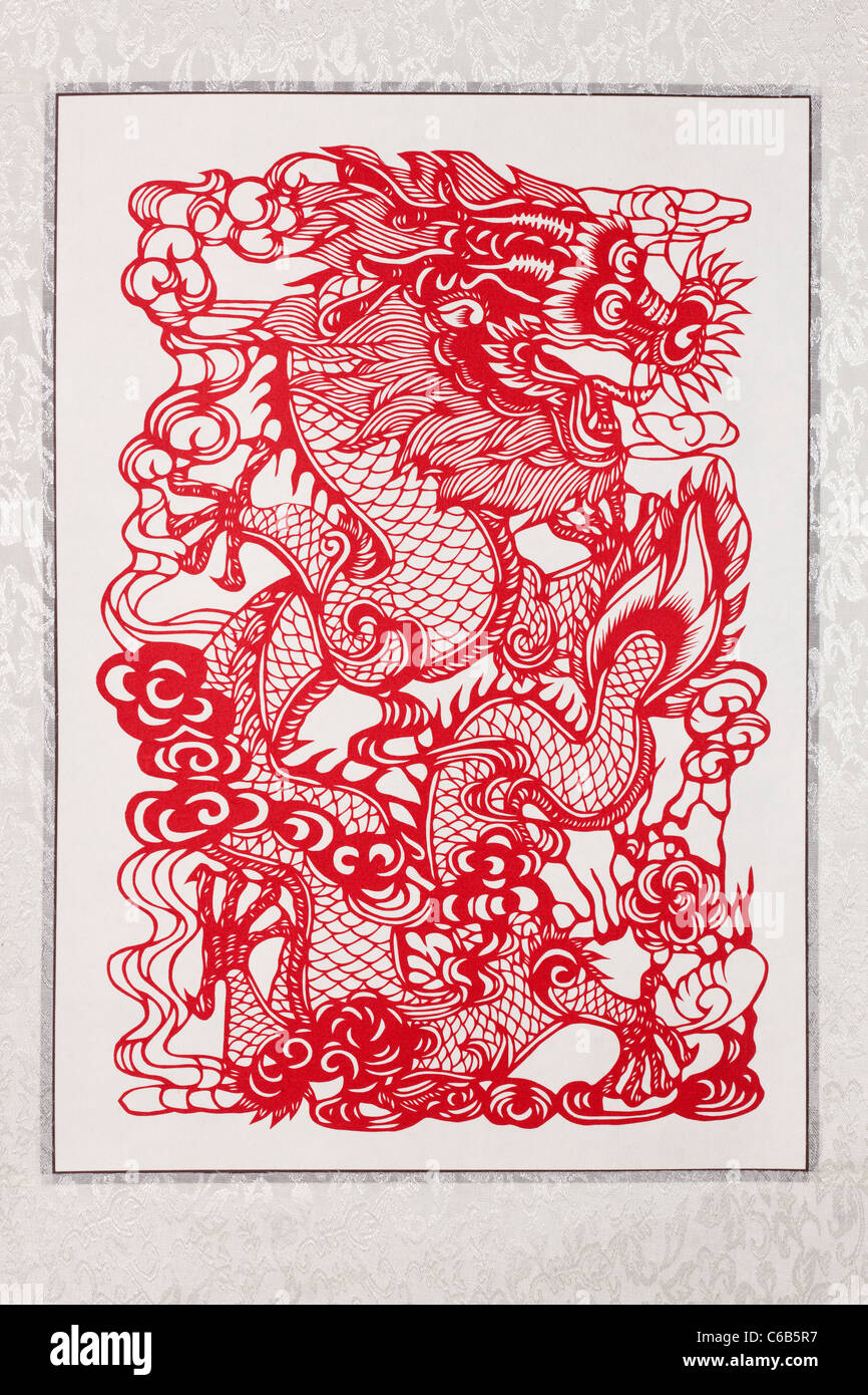 Red painting of Chinese dragon Stock Photo Alamy