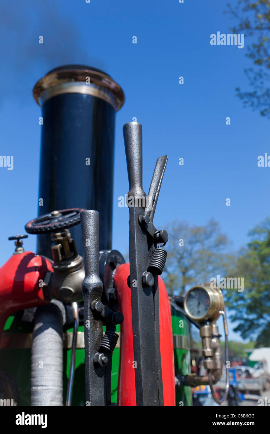 Steam engine controls and levers Stock Photo