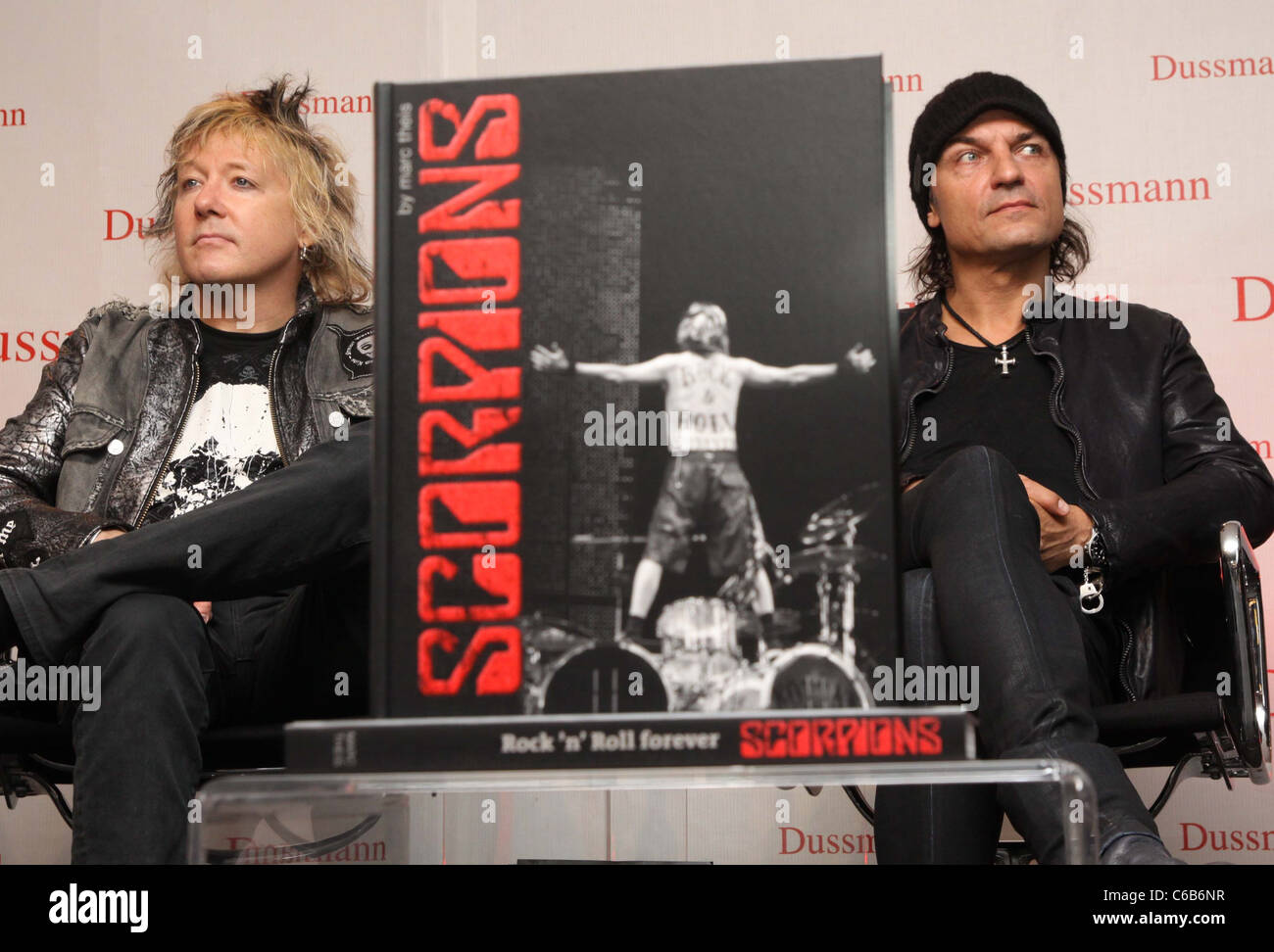 James Kottak and Matthias Jabs at the launch of the book 'Rock'n'Roll Forever - Scorpions' at Dussmann Kulturkaufhaus book Stock Photo