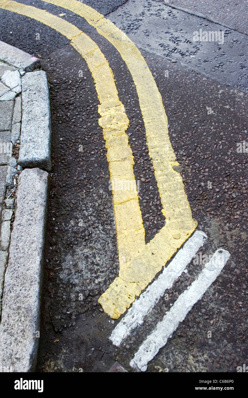 Double yellow parking lines in London. UK Stock Photo Alamy