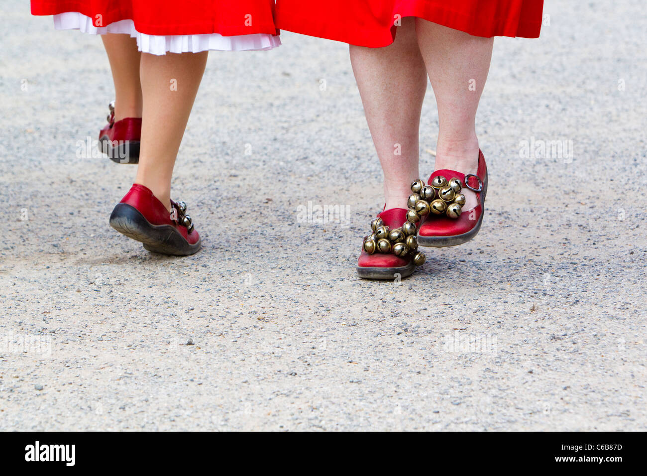 Female morris dancers shoes and bells, Kent, UK Stock Photo - Alamy