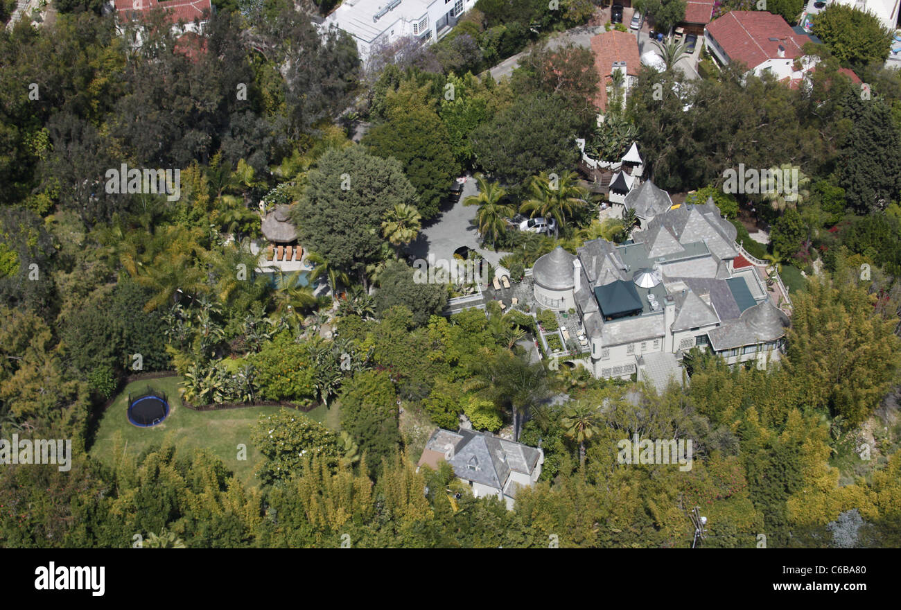 Aerial view of the house depp lives in west hollywood hires stock