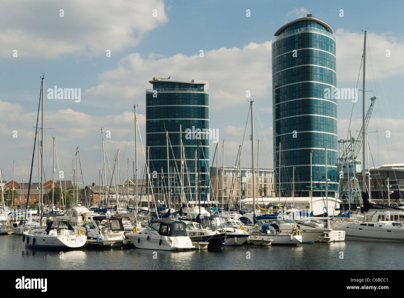St Marys Island Chatham Kent. Yacht marina and new apartment blocks