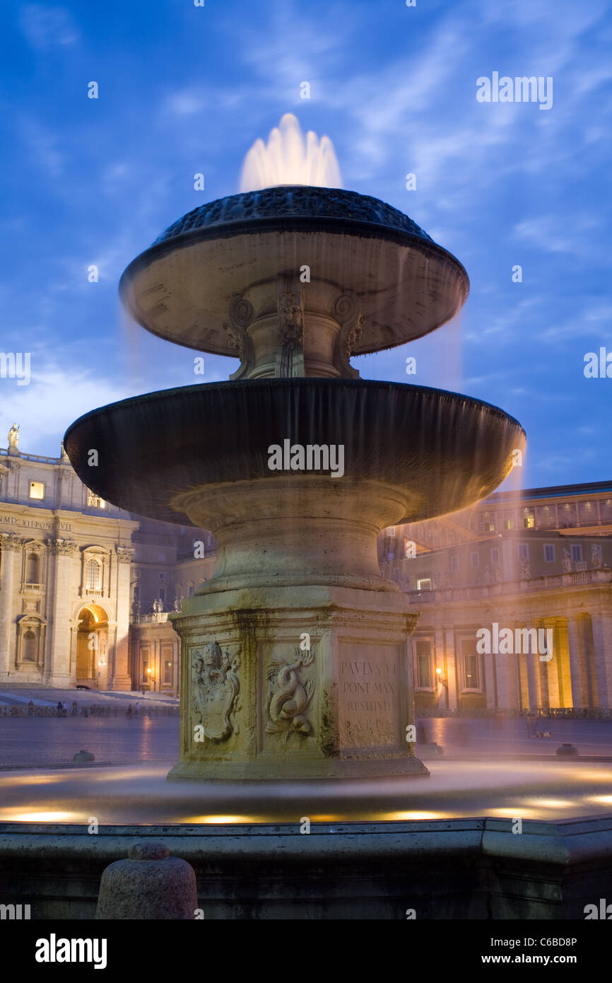 Bernini's matching fountain. St. Peter's Square, Vatican. Stock Photo