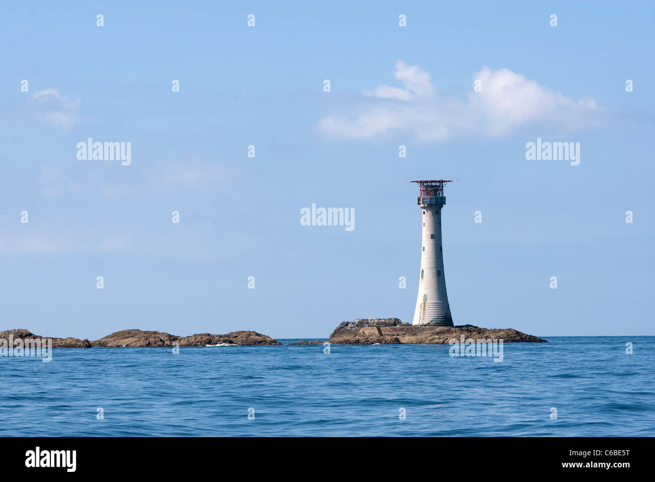 The Smalls lighthouse in the Irish sea off Pembrokeshire Stock Photo