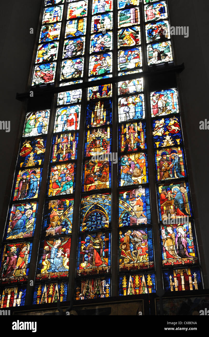 Stained glass window Frauenkirche in Munich Cathedral Church of Our Lady Bavaria Germany Munchen Deutschland Stock Photo