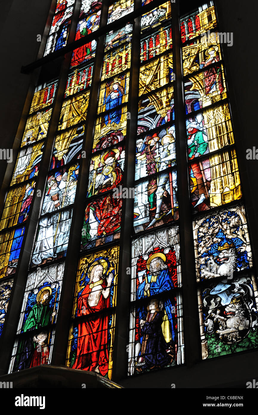 Stained glass window Frauenkirche in Munich Cathedral Church of Our Lady Bavaria Germany Munchen Deutschland Stock Photo