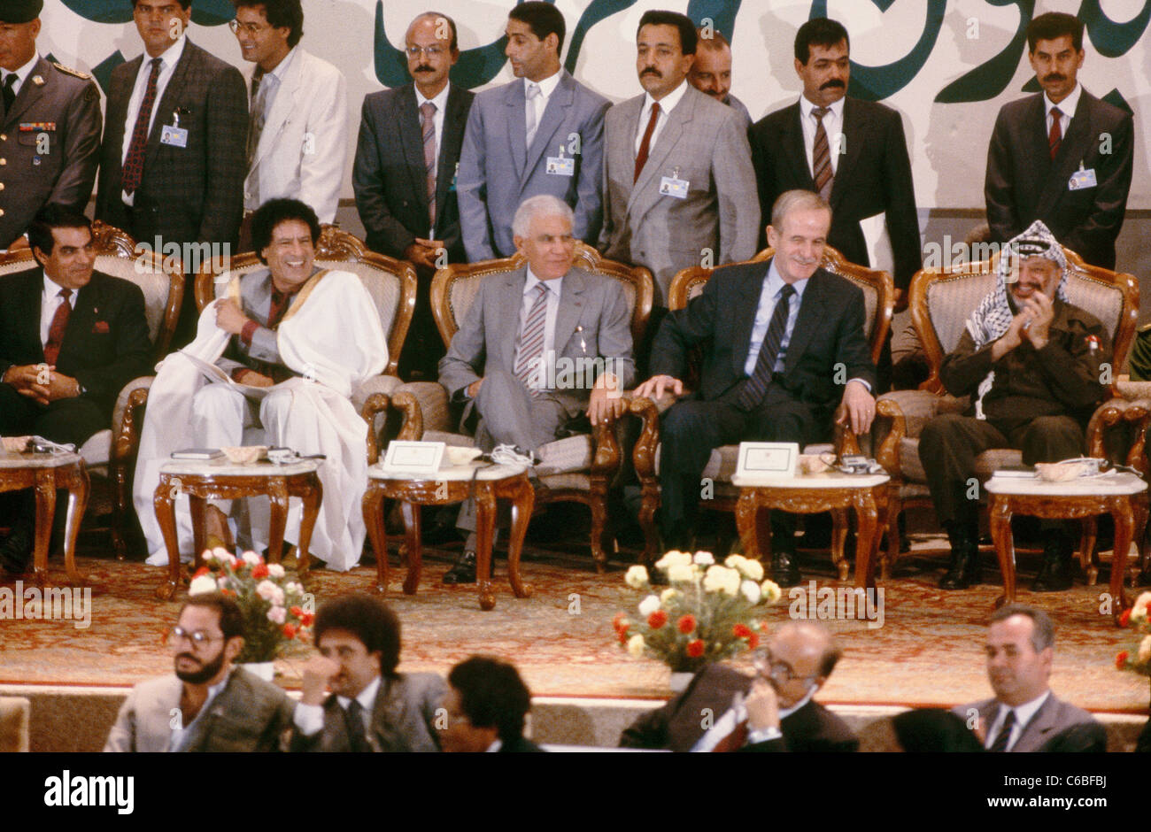 Libyan President Muammar Gaddhafi and Arab Heads of state during