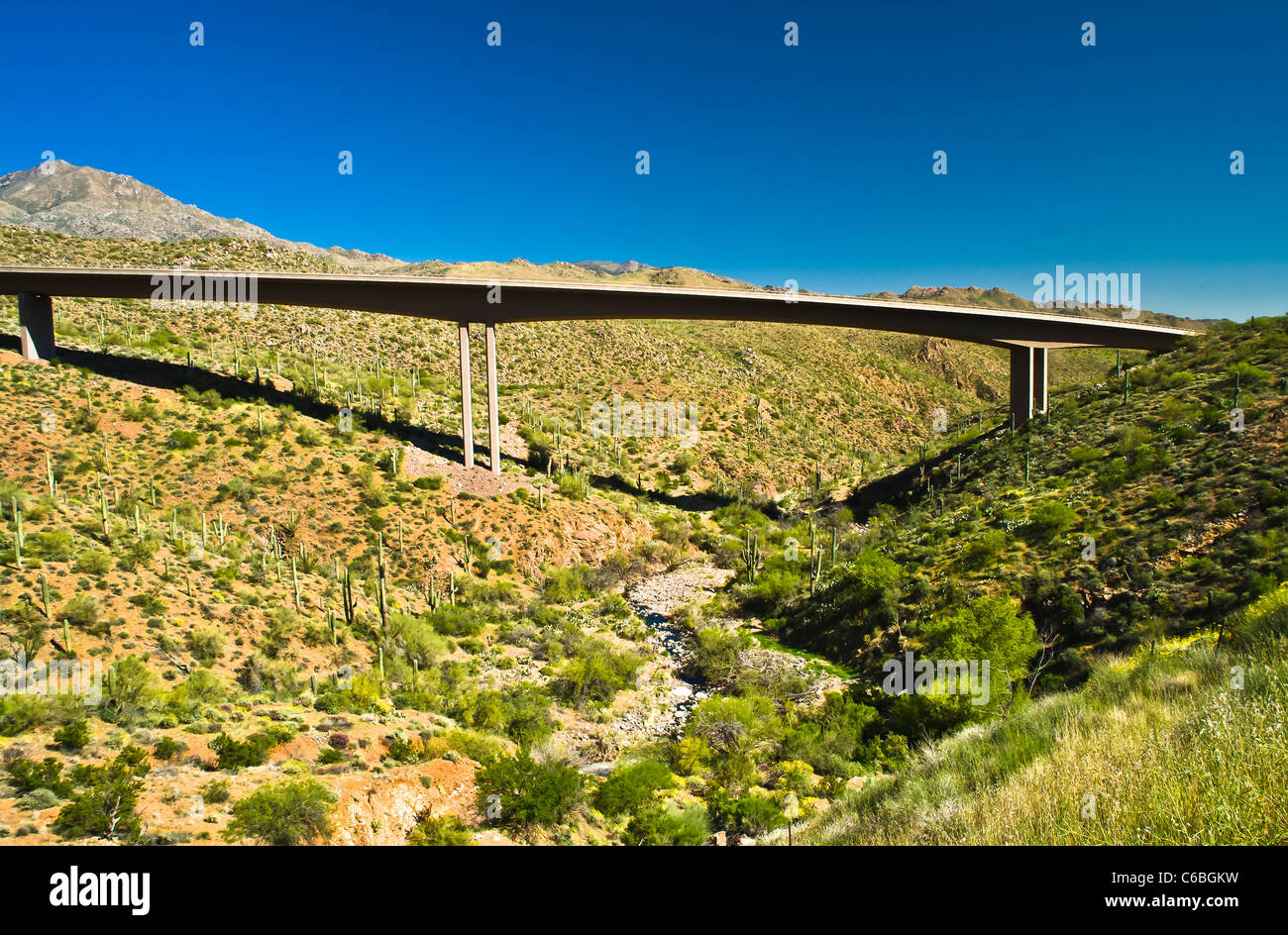 The beeline bridge system was built to replace the old highway system. Stock Photo