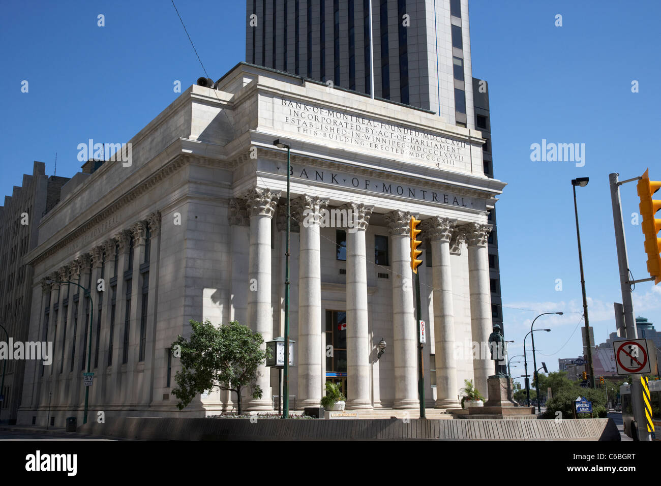 bank of montreal building at the junction of portage avenue and main street downtown winnipeg manitoba canada Stock Photo