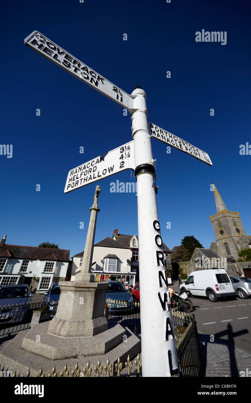 Village square, St.Keverne, Lizard Peninsula, Cornwall, UK Stock Photo