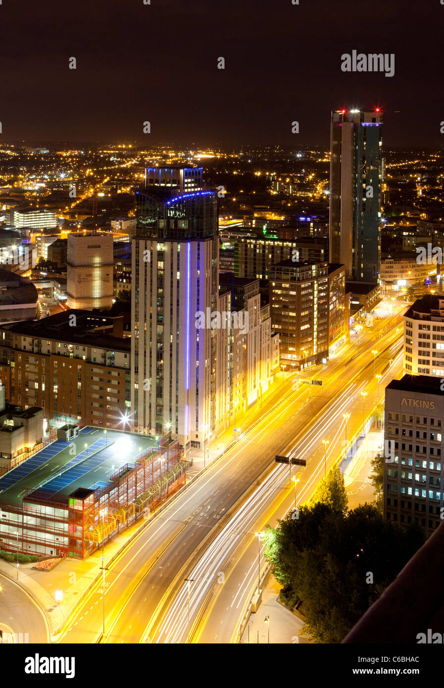 Cityscape of Birmingham at night, England, UK Stock Photo - Alamy