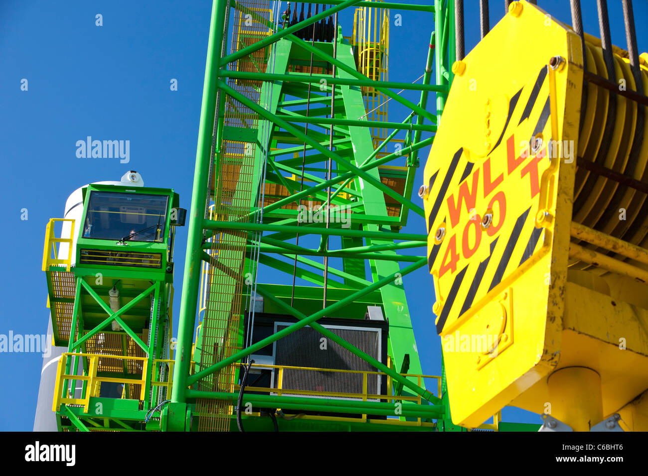 A crane on a jack up barge used from offshore wind farm construction Stock Photo Alamy