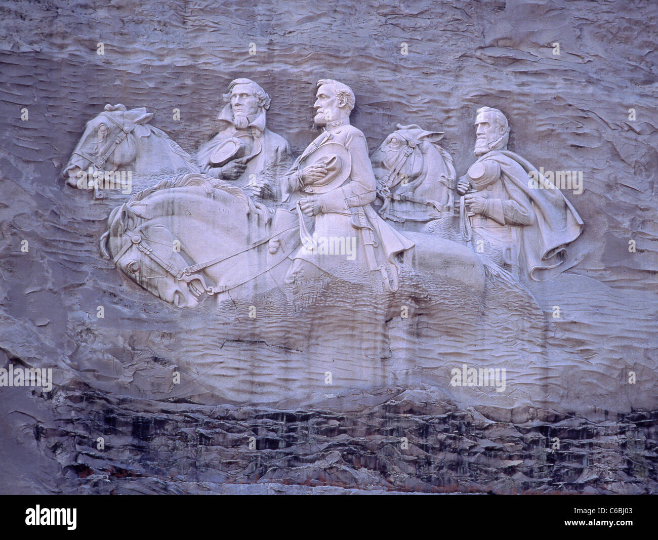Confederate Memorial Granite Carving, Stone Mountain, Georgia, United States of America Stock Photo