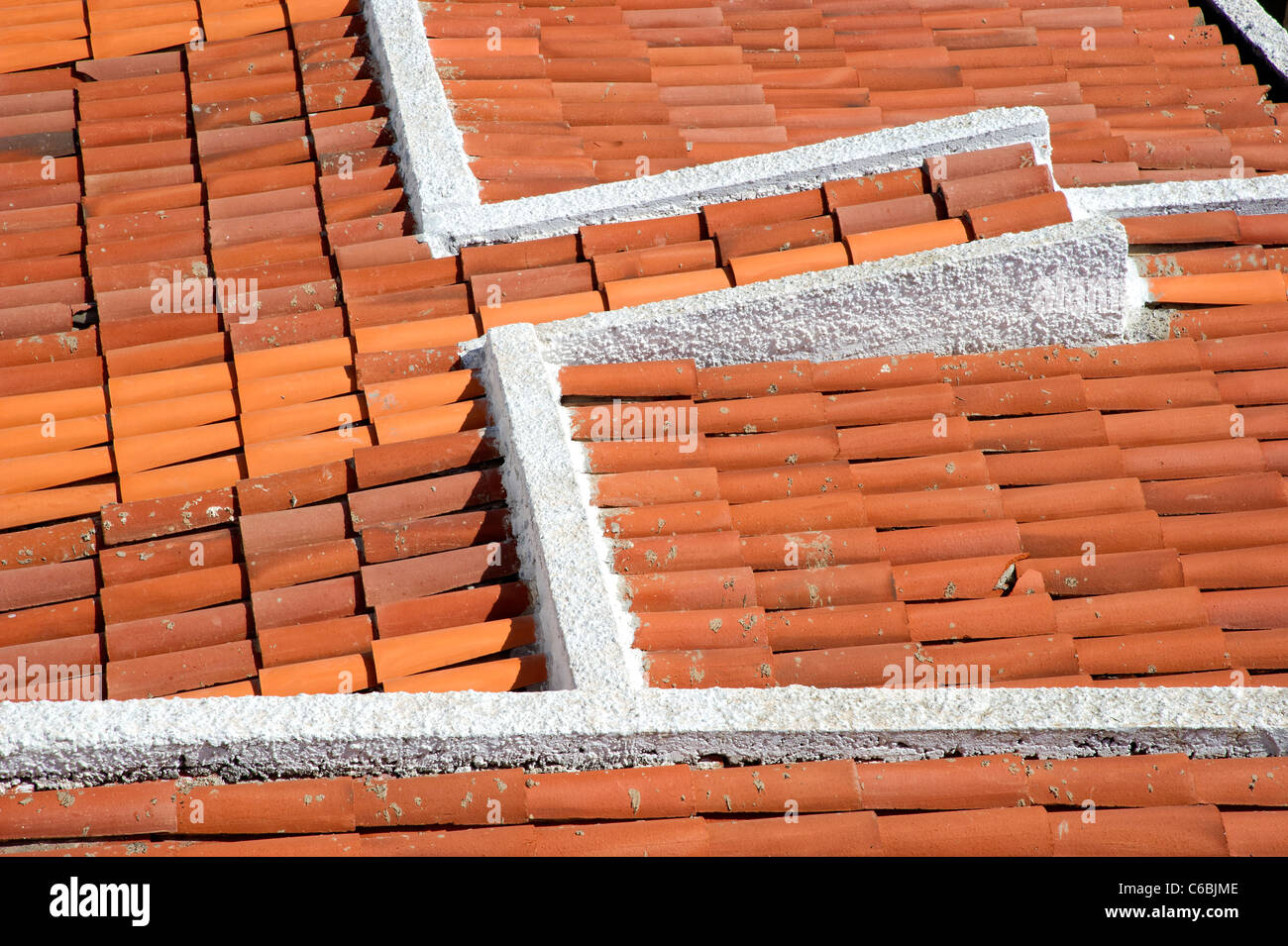 Tiled roof of a house in Maspalomas on Gran Canaria, Spain Stock Photo