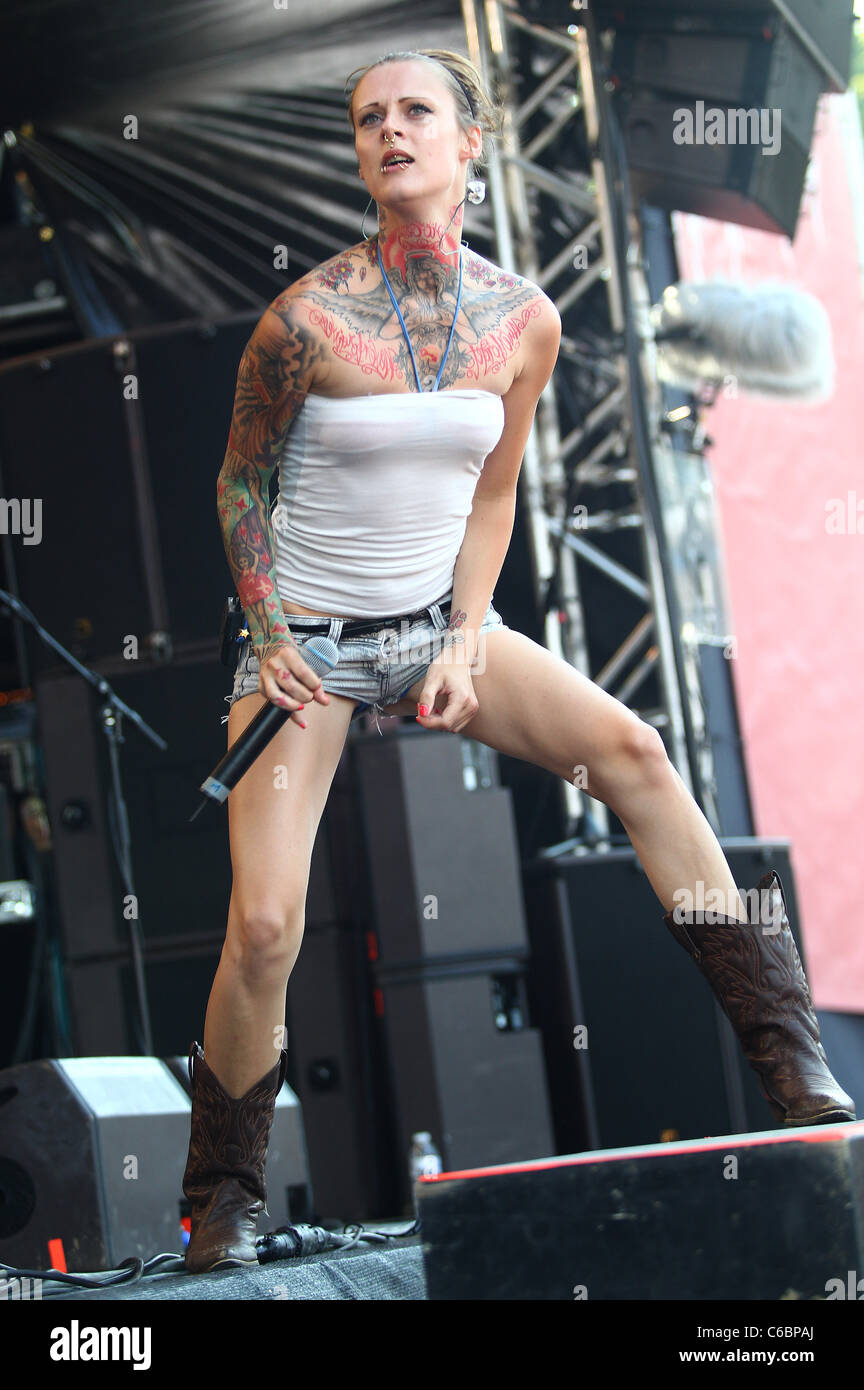 Jennifer Rostock performing live at MTV Campus Invasion 2010 at Jahnstadion. Goettingen, Germany