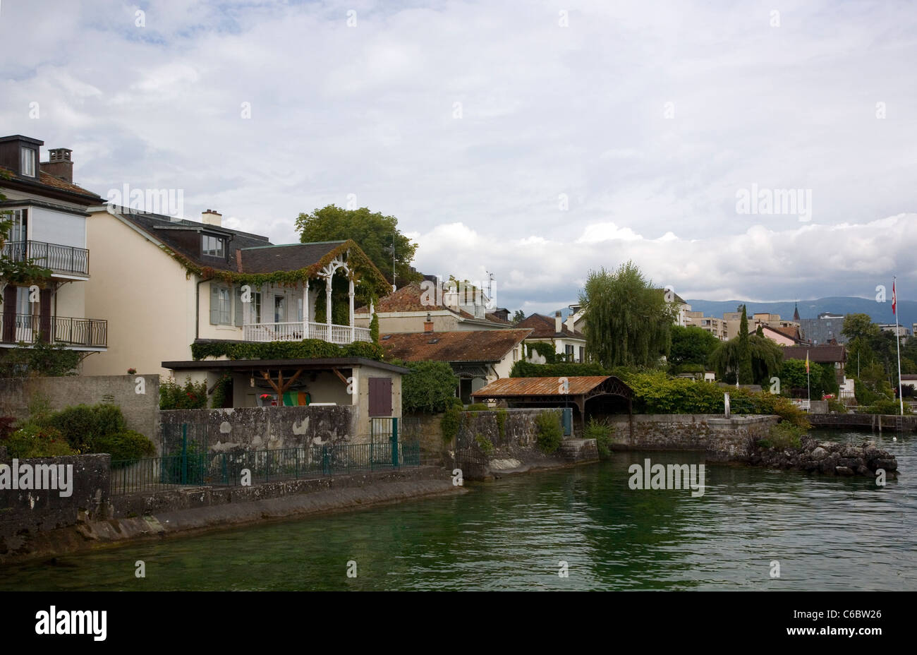 Versoix Village homes by Lake Geneva Stock Photo Alamy