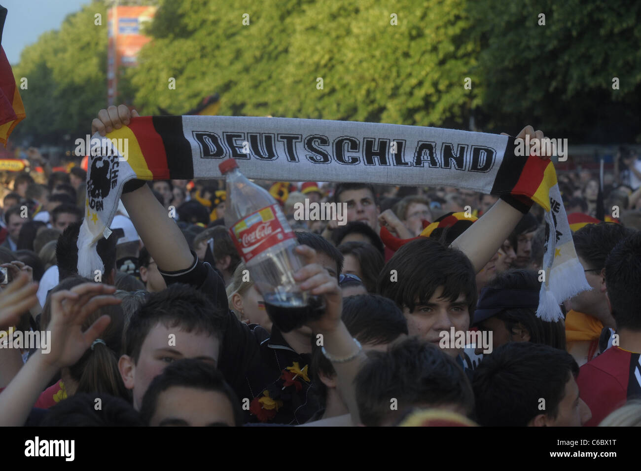 German football fans at the World Cup Fan Fest at Strasse des 17. Juni ...