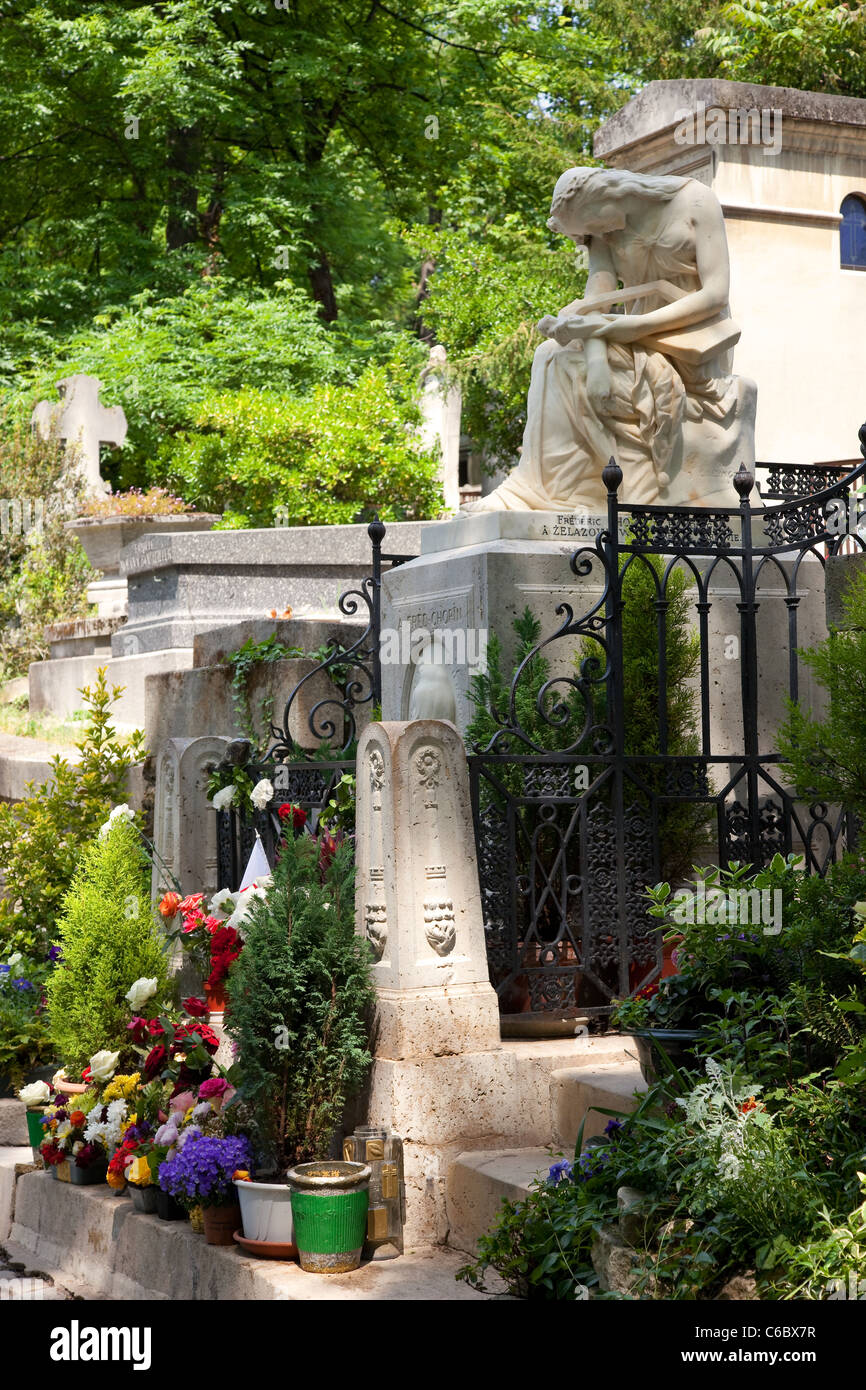 The tomb of the great Polish composer Frederic Chopin in Paris. Stock Photo