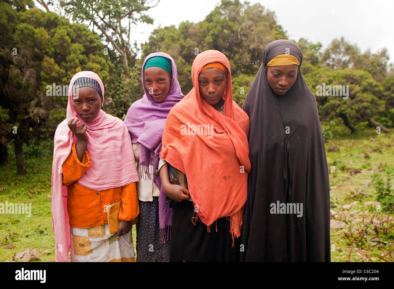 Ethiopian girls in Semien region Ethiopia. Stock Photo