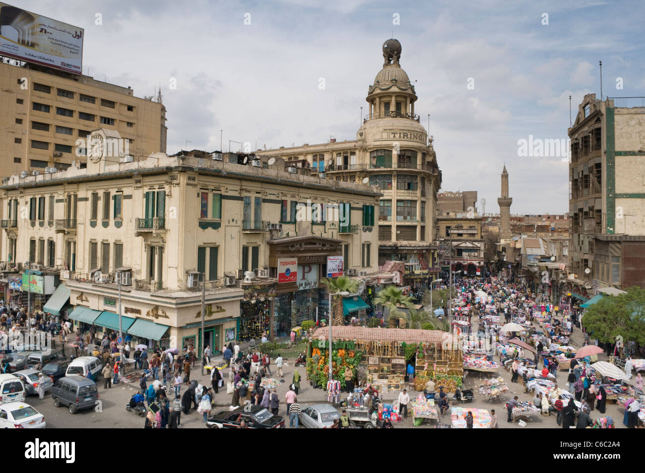 Aerial view of a typical neighbourhood souk in Cairo Egypt Stock Photo