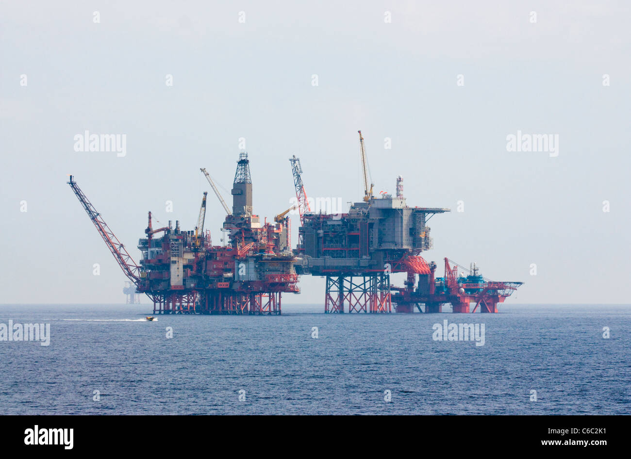 Oil driling rig Valhall Oil field Norwegian part of the North Sea Stock Photo