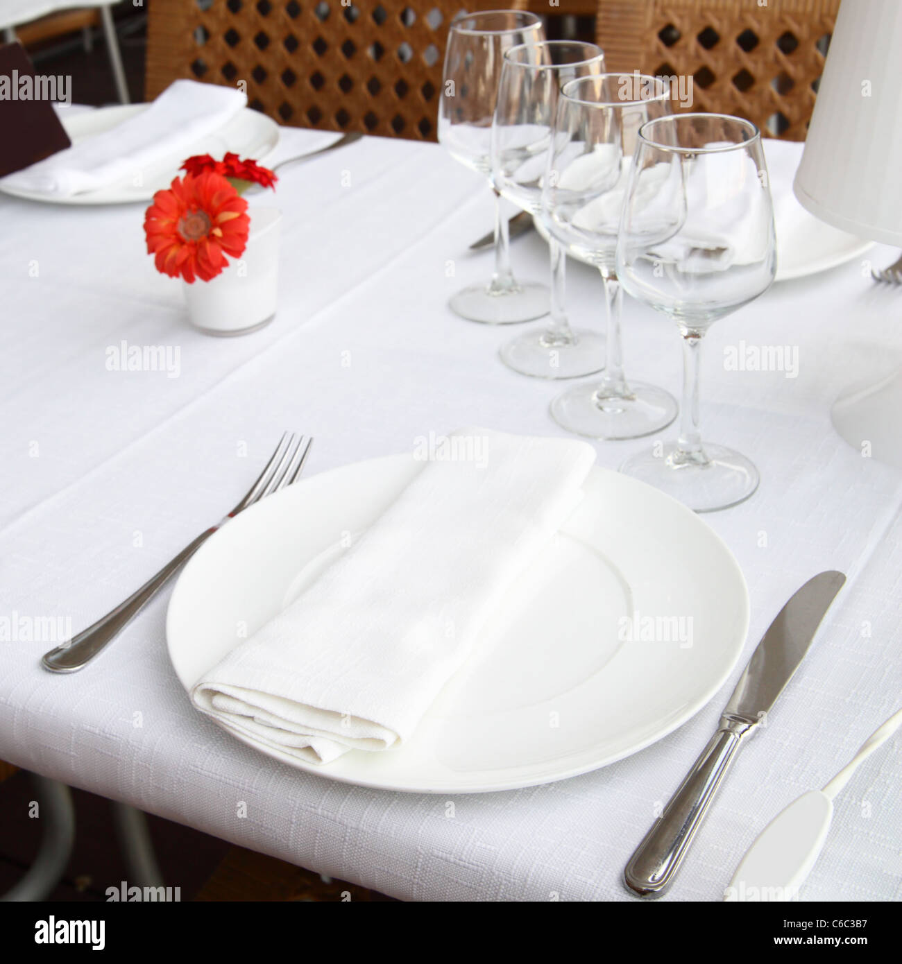 Table appointments at a restaurant close-up Stock Photo
