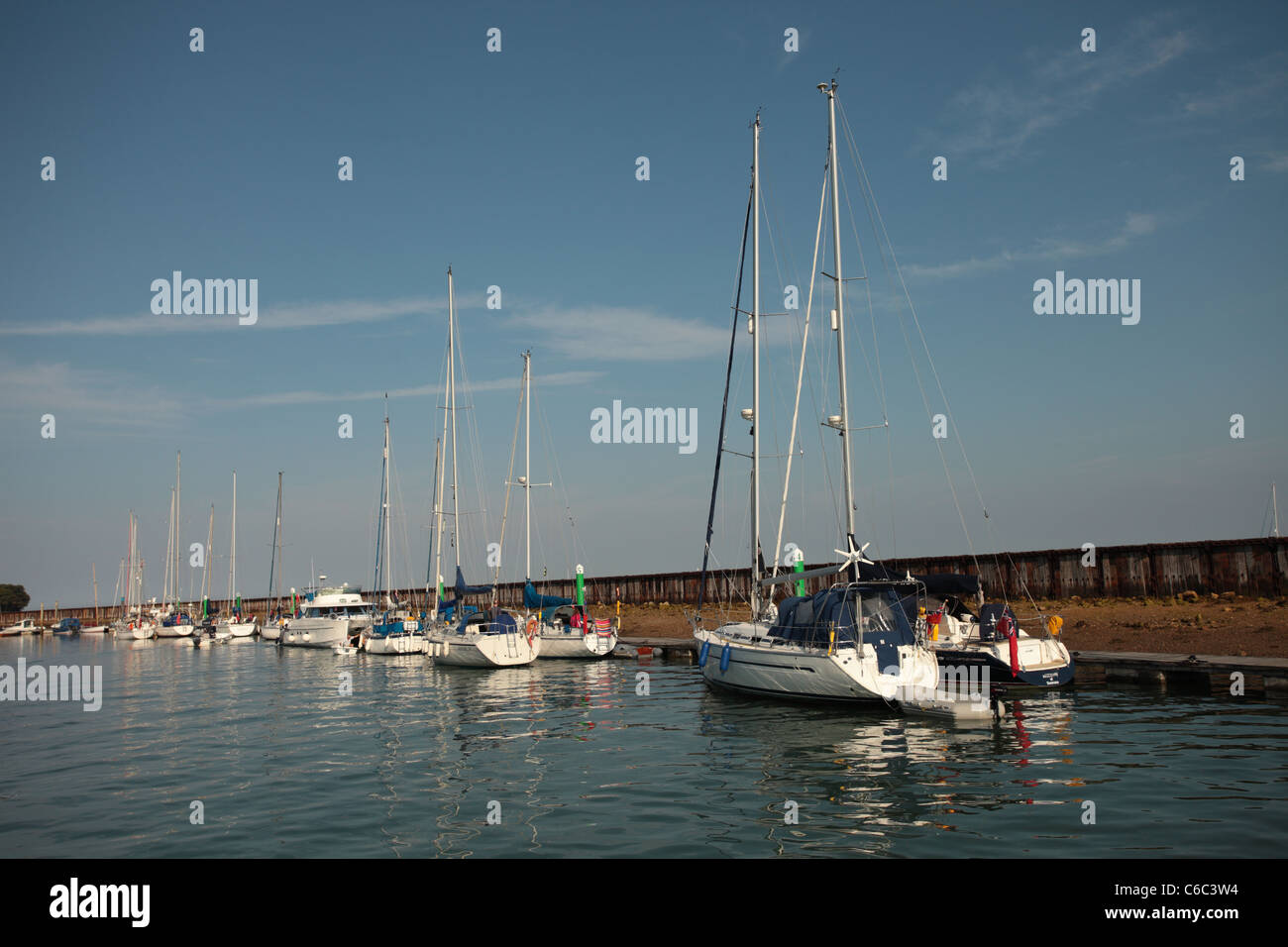 yachts in the marina, alderney, channel islands, UK Stock Photo