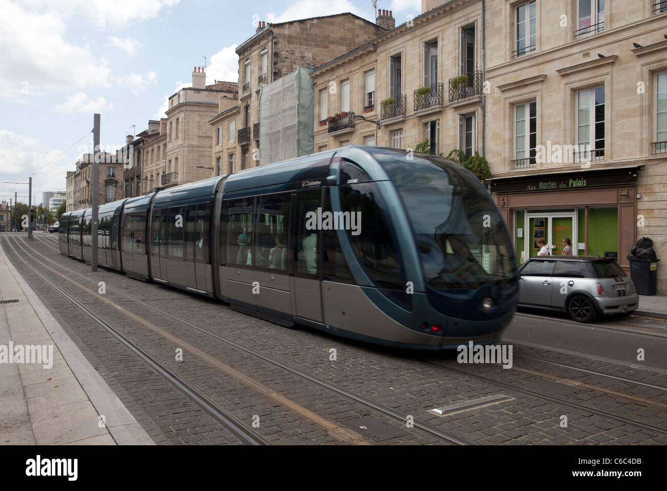 Bordeaux tram running through the city Stock Photo - Alamy