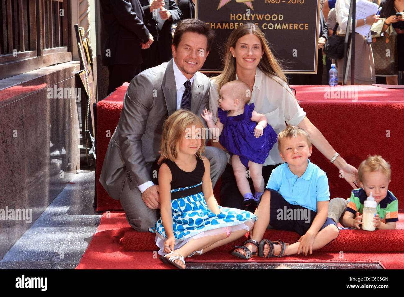 Mark Wahlberg, Rhea Durham, daughters Ella Rae and Margaret Grace, sons  Michael and Brendan Joseph with the family nannie Cassie attend as Mark  Wahlberg is honored with a star on the Hollywood