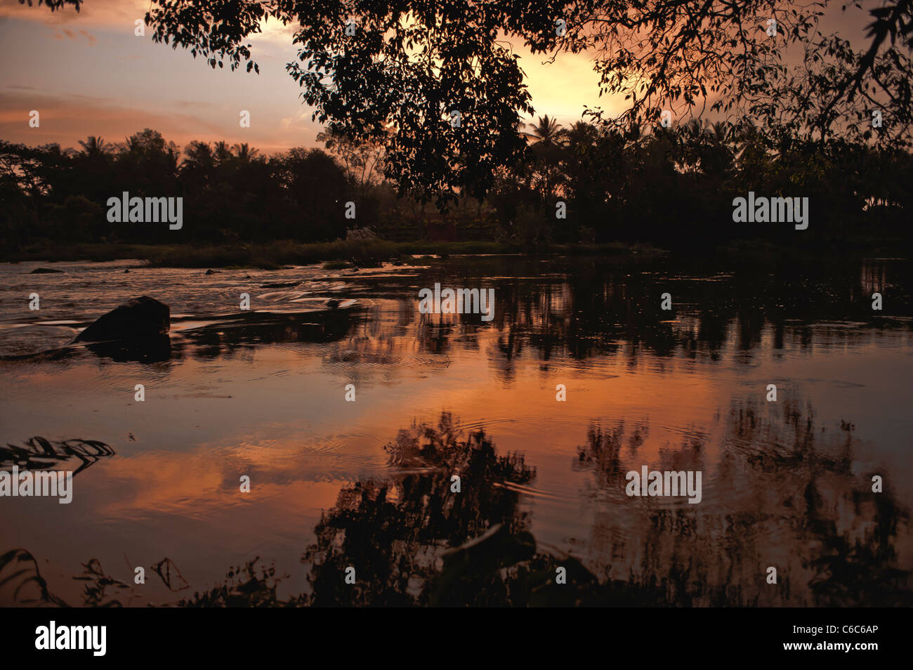 River Cauveri in its course at Srirangapatna at dusk -Karnataka-India. Stock Photo