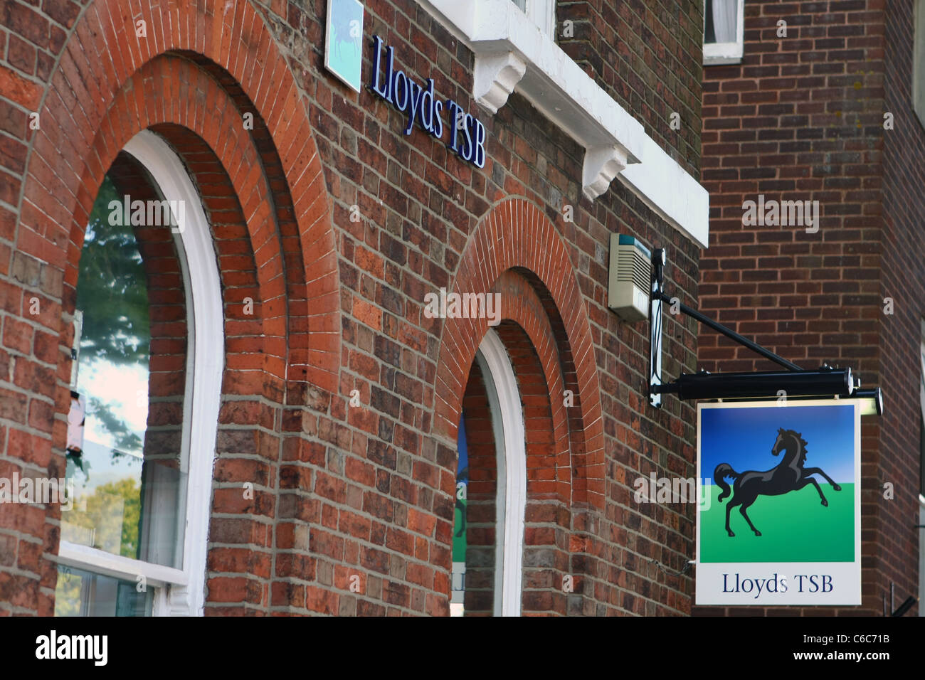 Lloyds Bank signs on its premises in Tenterden, Kent Stock Photo