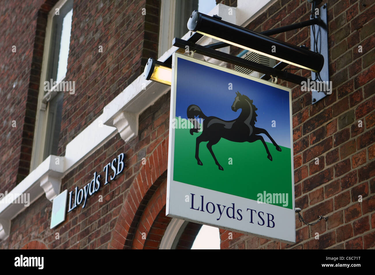 Lloyds Bank signs on its premises in Tenterden, Kent Stock Photo