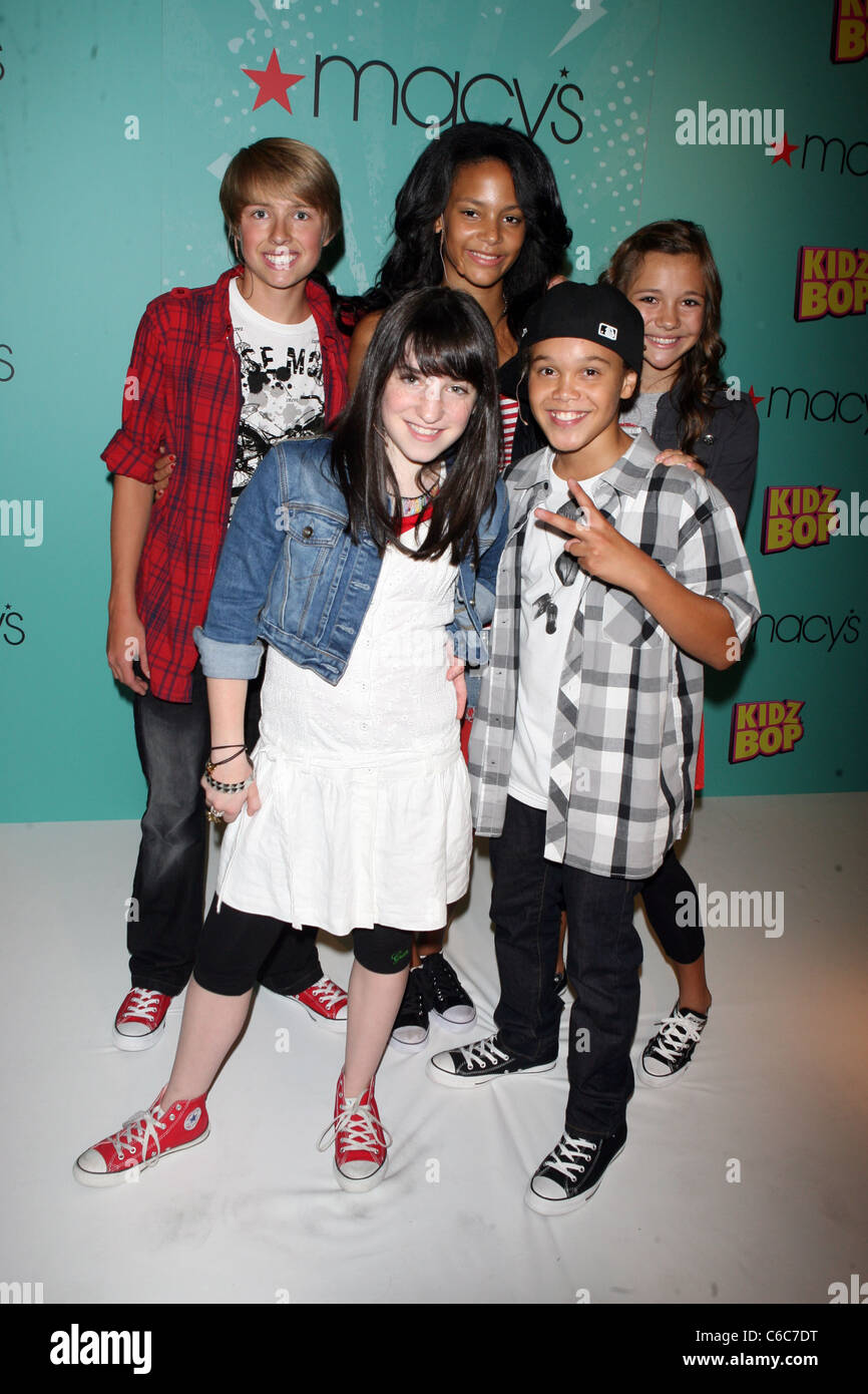Harrison, Becca, Kyra, Dana and Valerie of KIDZ BOP pose at Macy's