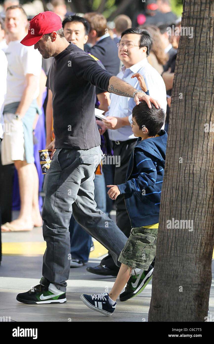 Brian Austin Green And Son Kassius Lijah Celebrities Arriving At The Staples Center To Watch Los Angeles Lakers Vs Boston Stock Photo Alamy
