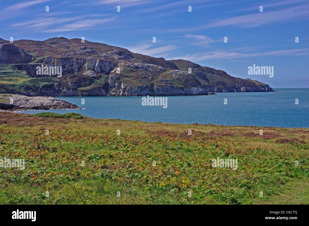 A view of Holyhead Mountain and North Stack from Soldiers Point