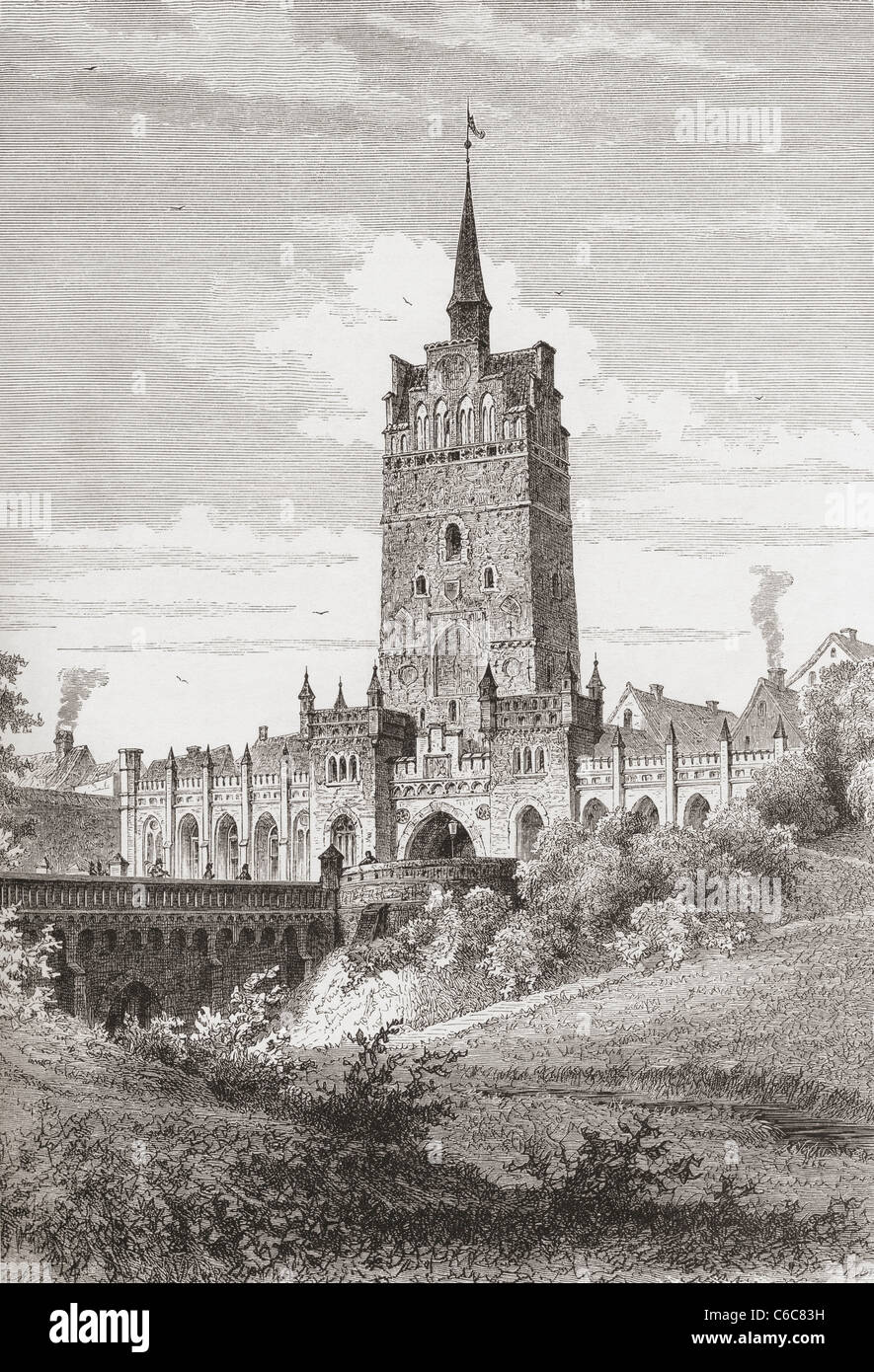 Kroepeliner Tor, Rostock, Mecklenburg-Vorpommern State, Germany in the 19th century. Stock Photo