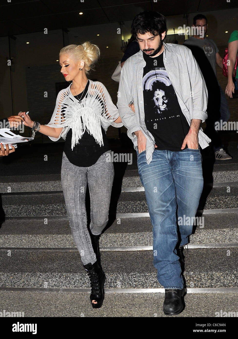 Christina Aguilera and her husband Jordan Bratman depart SoHo restaurant Angeles, - 17.06.10 Stock Photo - Alamy