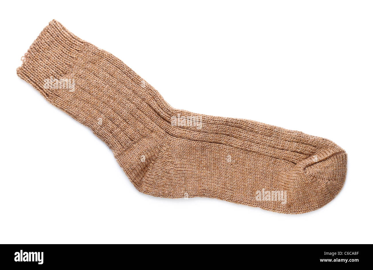 single woolen sock isolated on white background Stock Photo