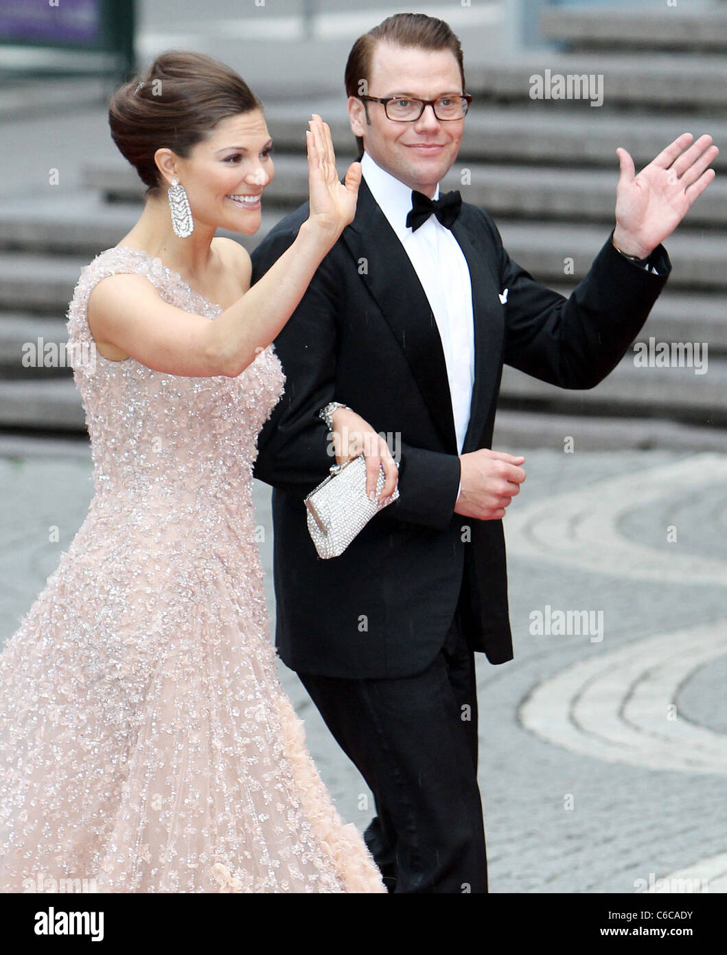 Crown Princess Victoria of Sweden and Daniel Westling arriving at the