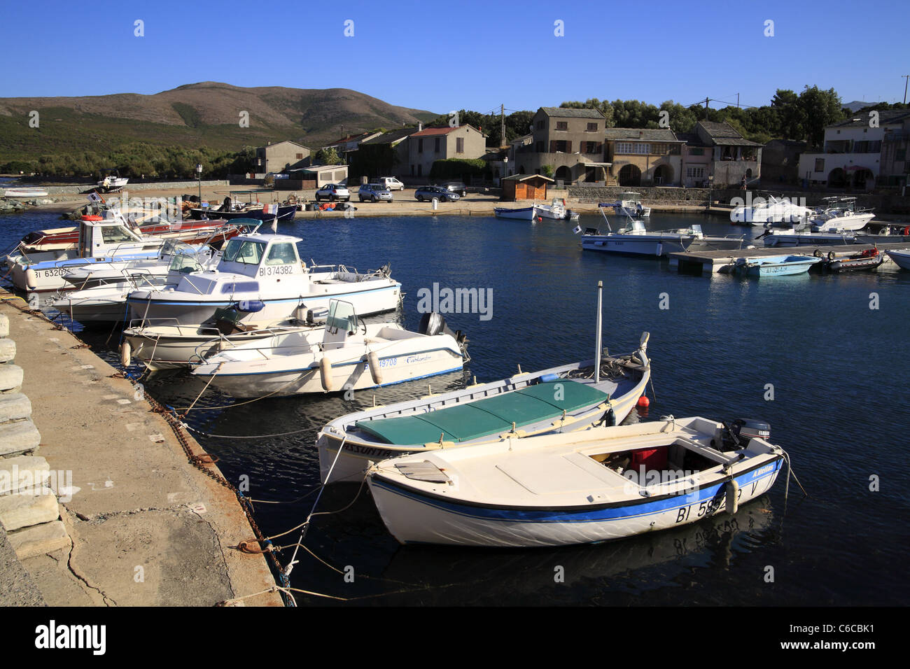 The fishing port of Barcaggio at the tip of Cap Corse, Corsica, France Stock Photo